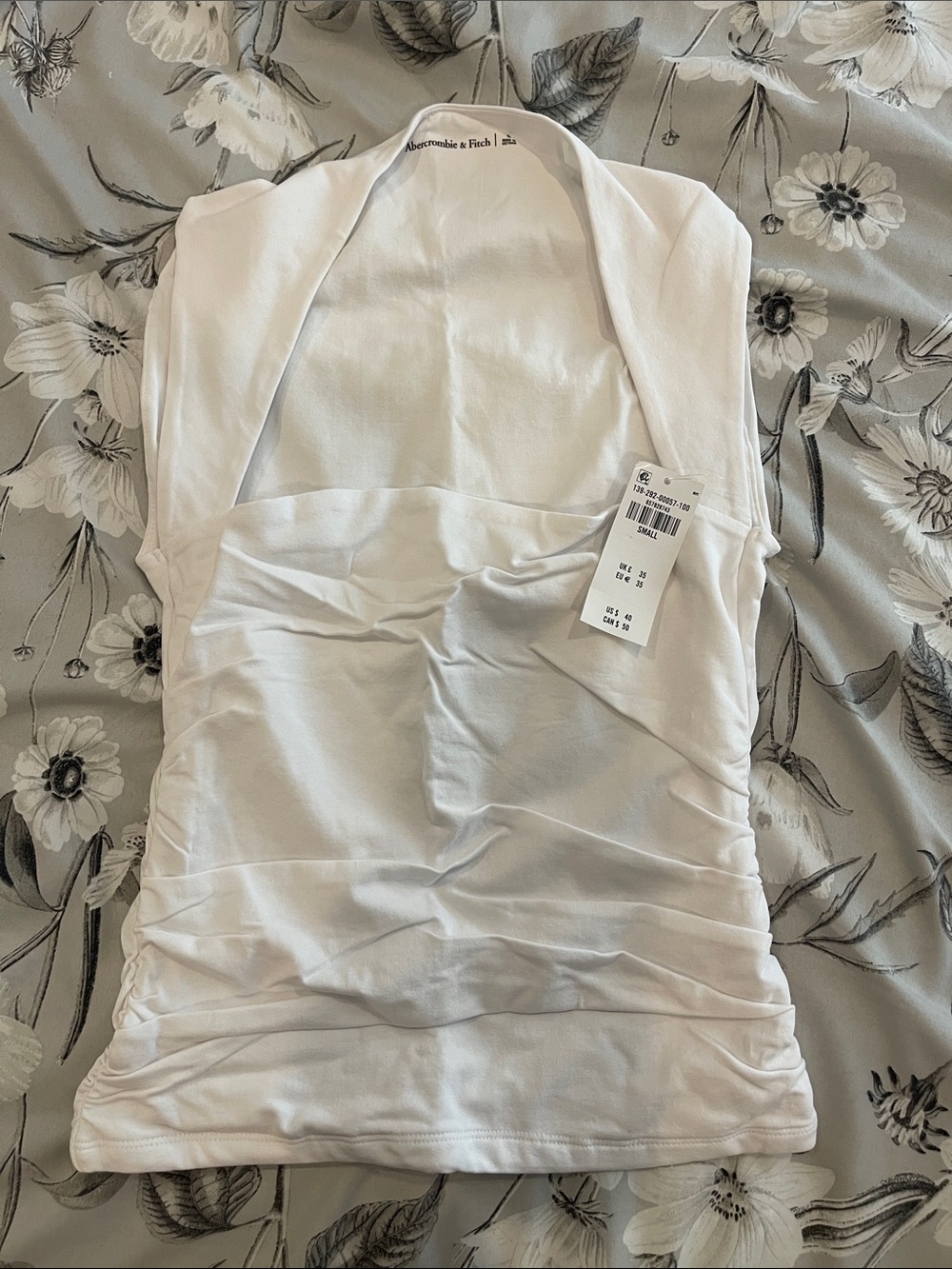 Abercrombie & Fitch White Ruched Halter Cami